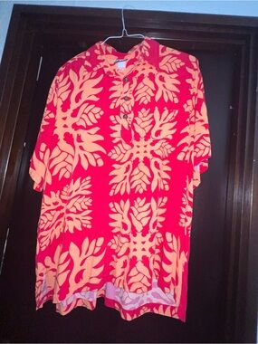 Manuhealii Red and Orange Awapuhi Aloha Shirt